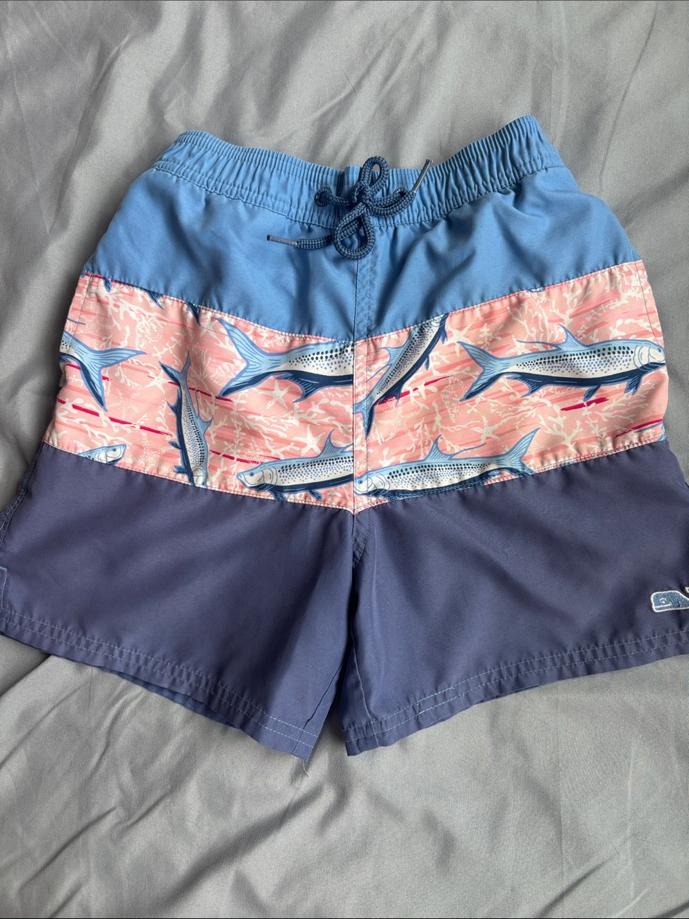 Kids Swim Vineyard Vines Trunks with Marlin Print - Blue / Pink